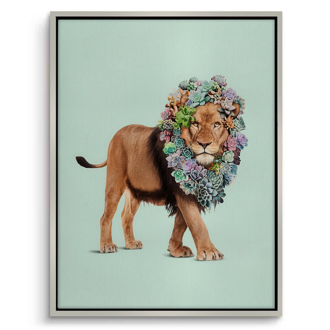 2Lion with Succulent - Canvas