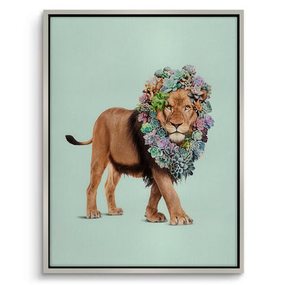 Lion with Succulent - Canvas
