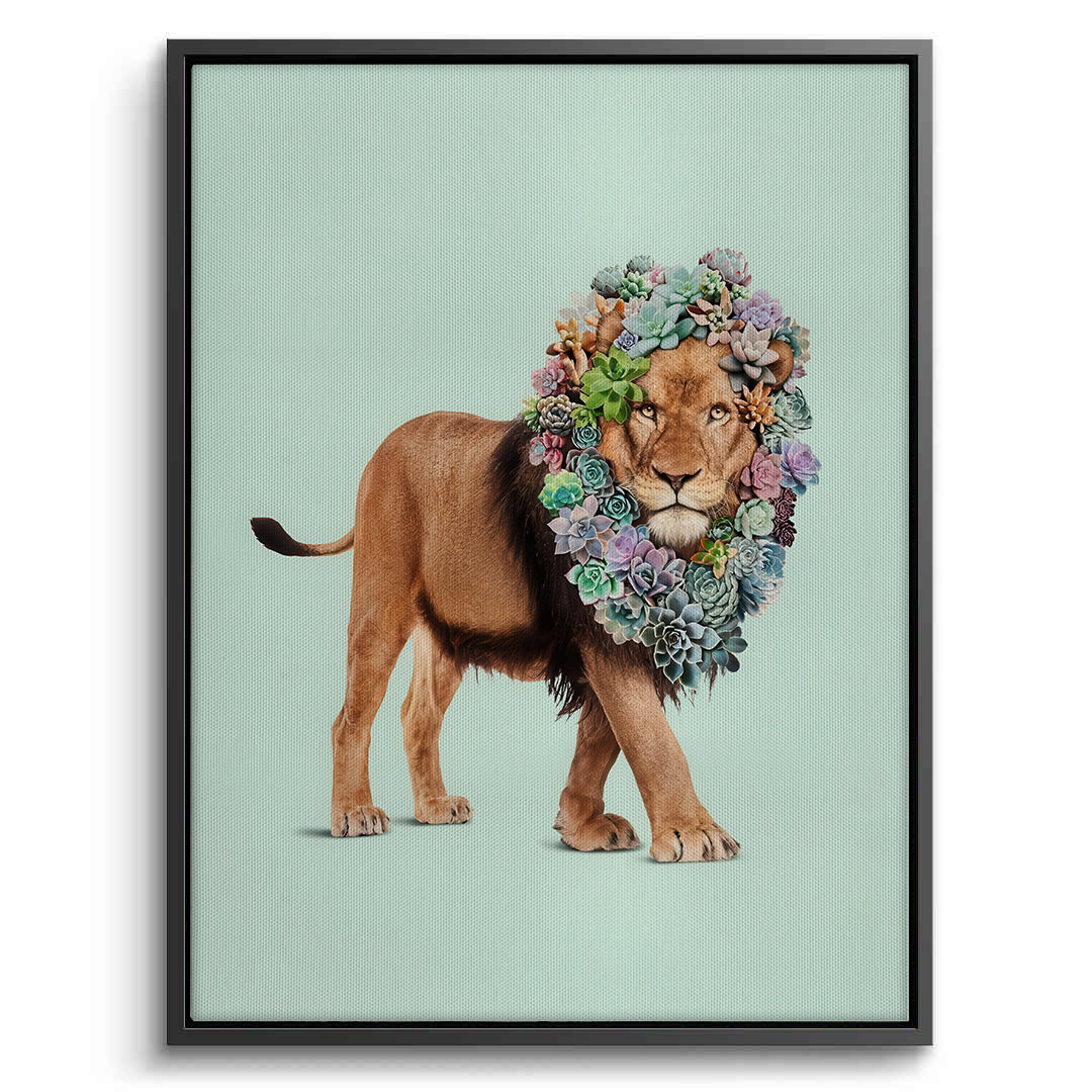 2Lion with Succulent - Canvas