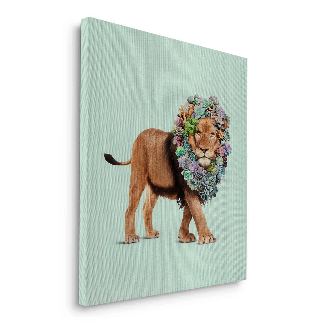 2Lion with Succulent - Canvas
