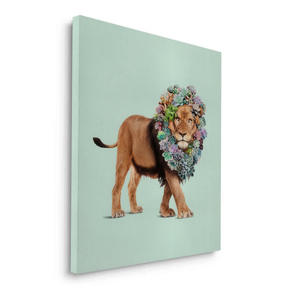 Lion with Succulent - Canvas
