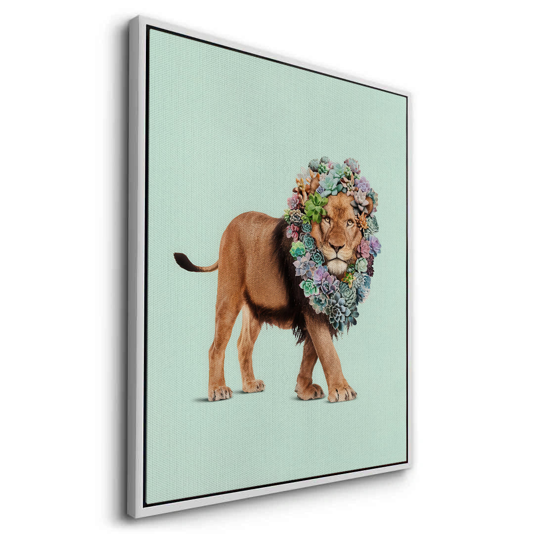2Lion with Succulent - Canvas
