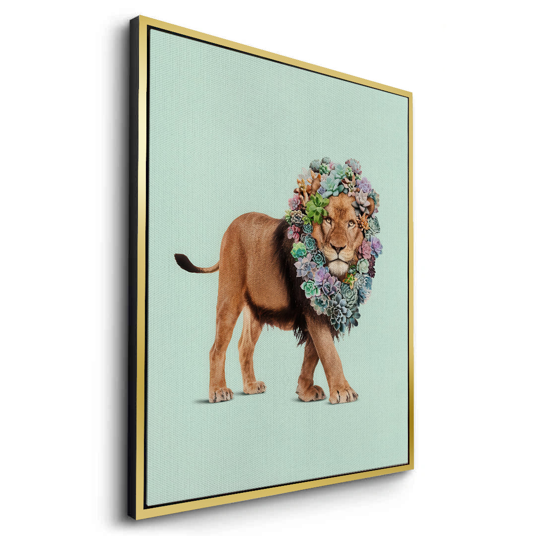 2Lion with Succulent - Canvas