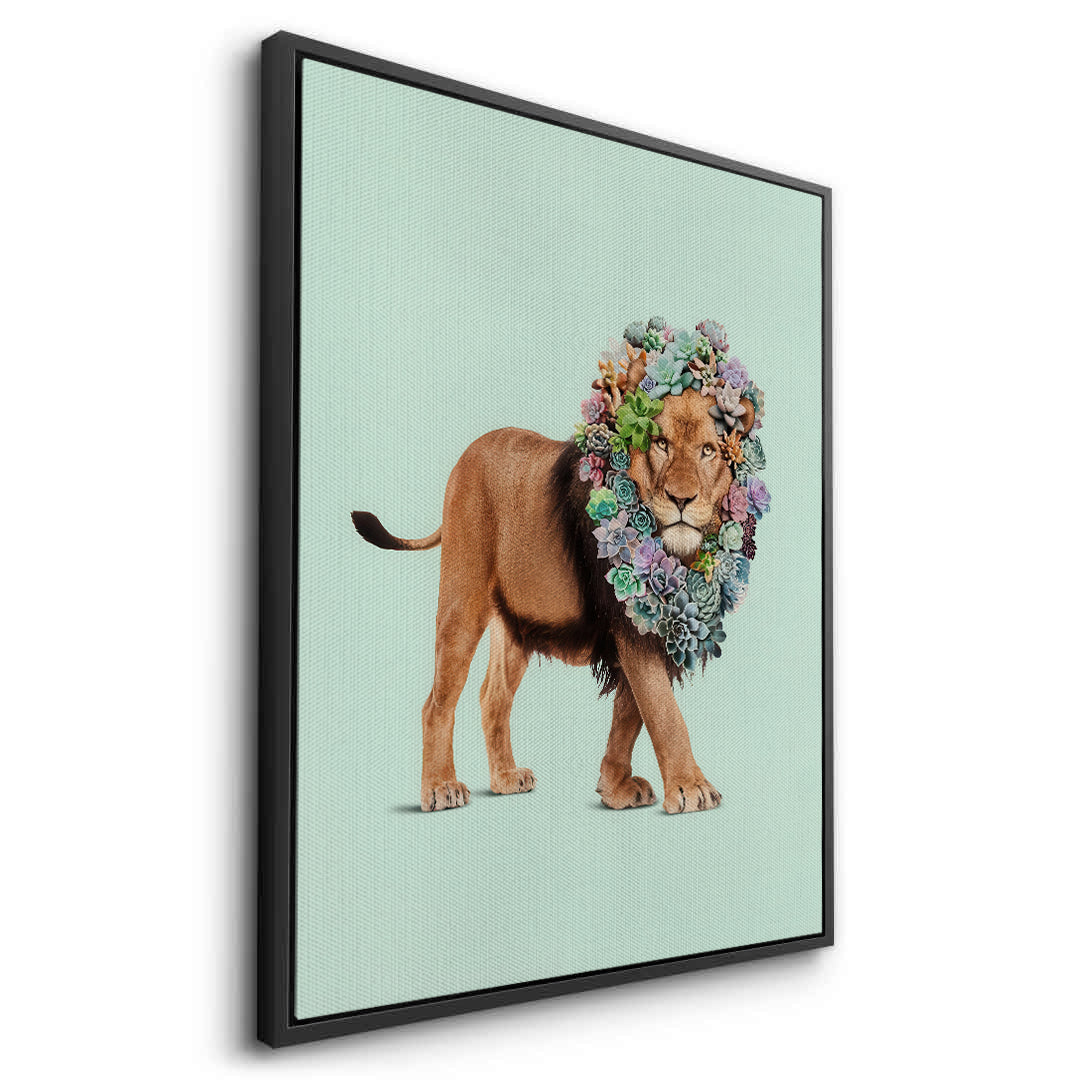 2Lion with Succulent - Canvas