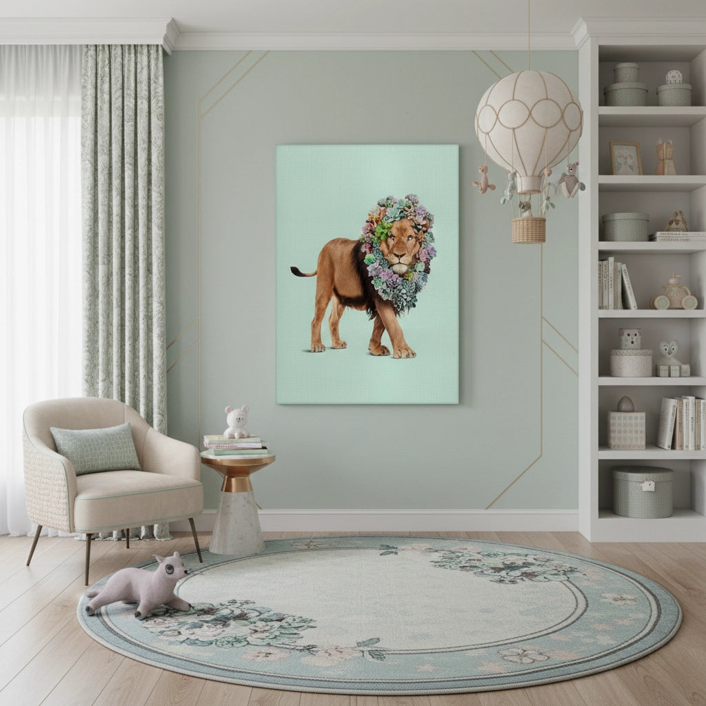 Lion with Succulent - Canvas - Jasmineart.ae