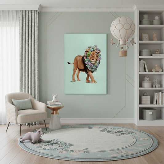 Lion with Succulent - Canvas