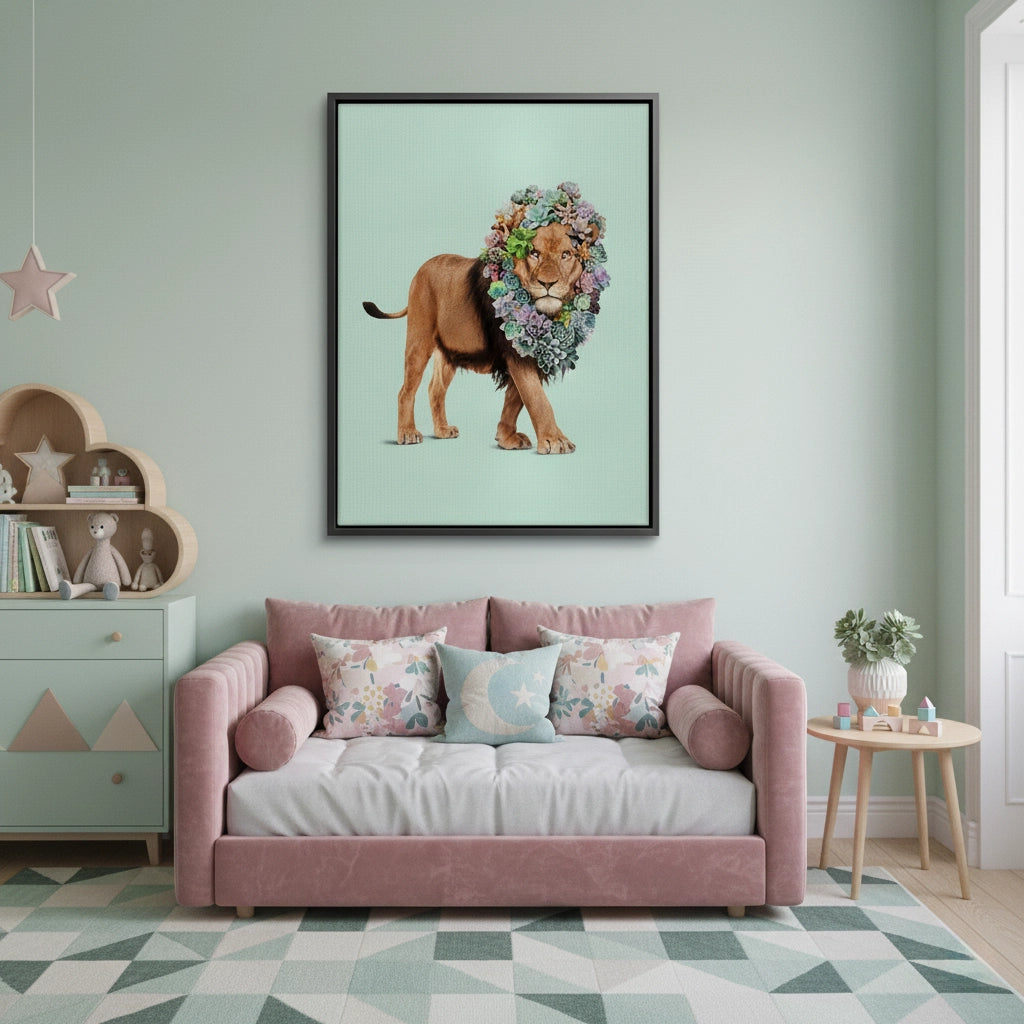 2Lion with Succulent - Canvas