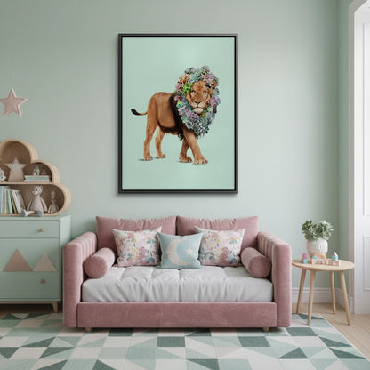 Lion with Succulent - Canvas