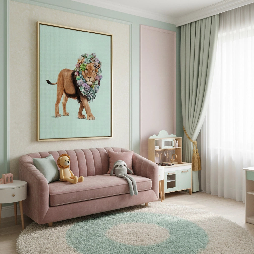 2Lion with Succulent - Canvas