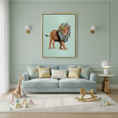 Lion with Succulent - Canvas