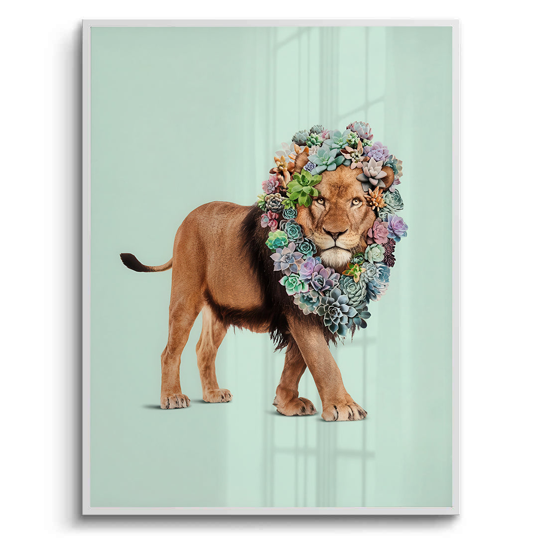 2Lion with Succulent - Fine Art