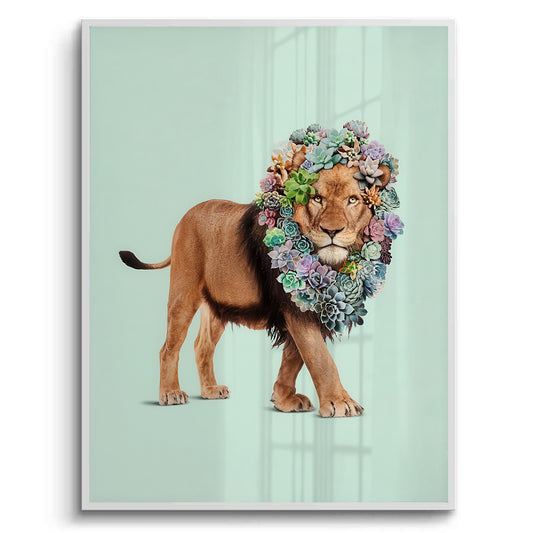 Lion with Succulent - Fine Art
