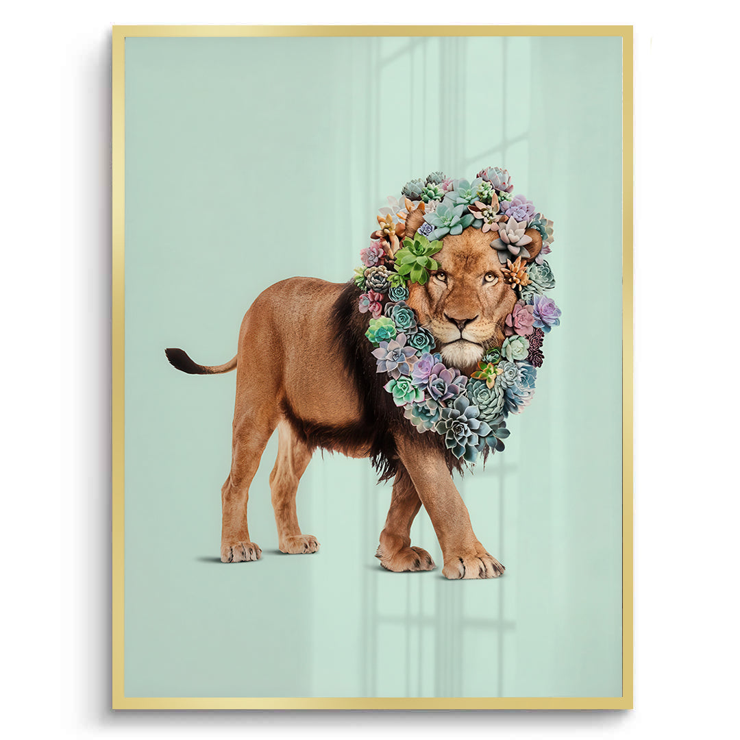 2Lion with Succulent - Fine Art
