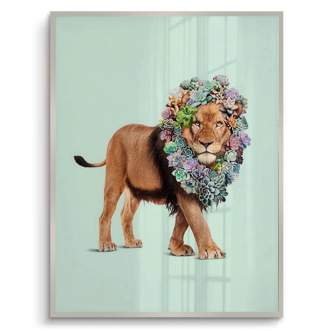 2Lion with Succulent - Fine Art