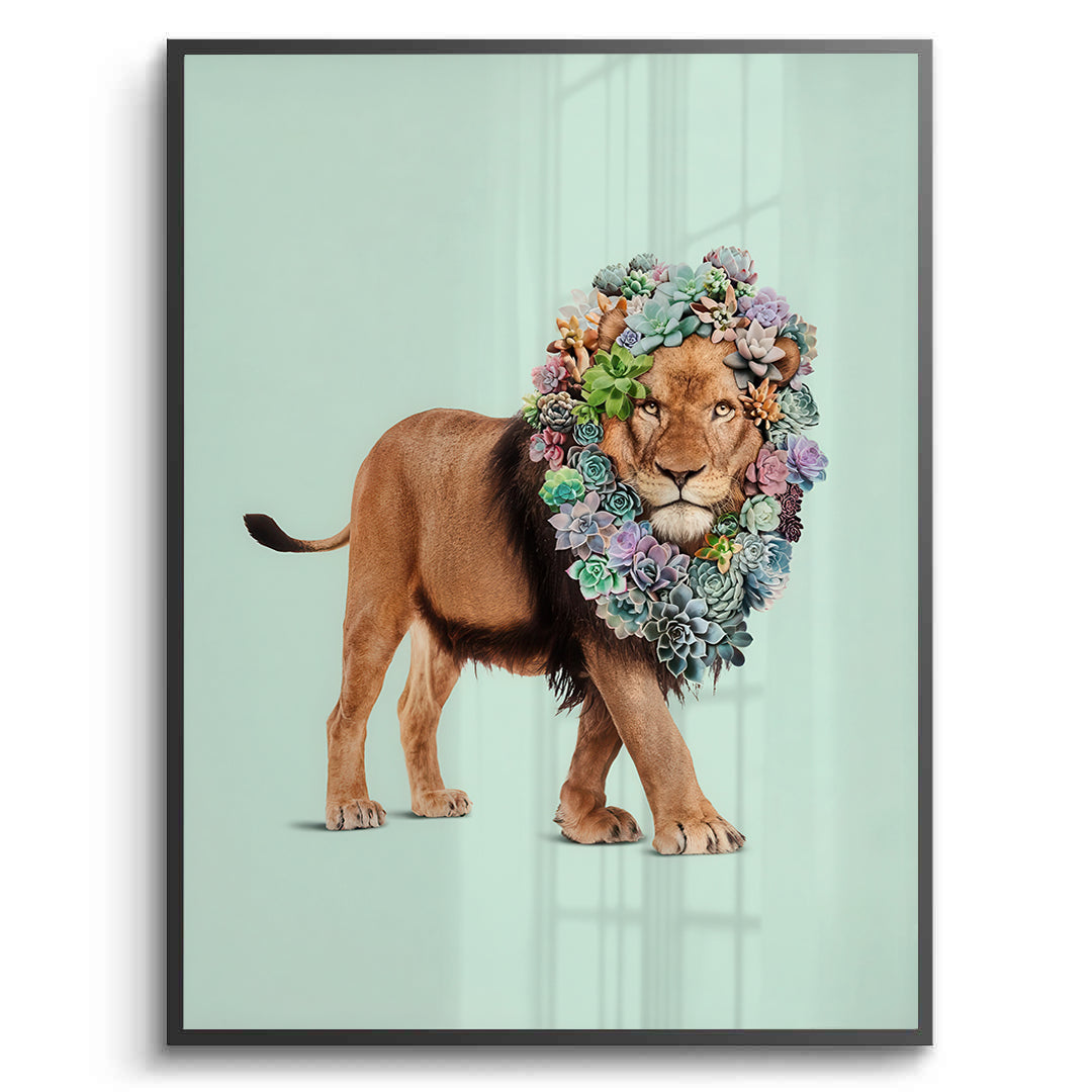 2Lion with Succulent - Fine Art