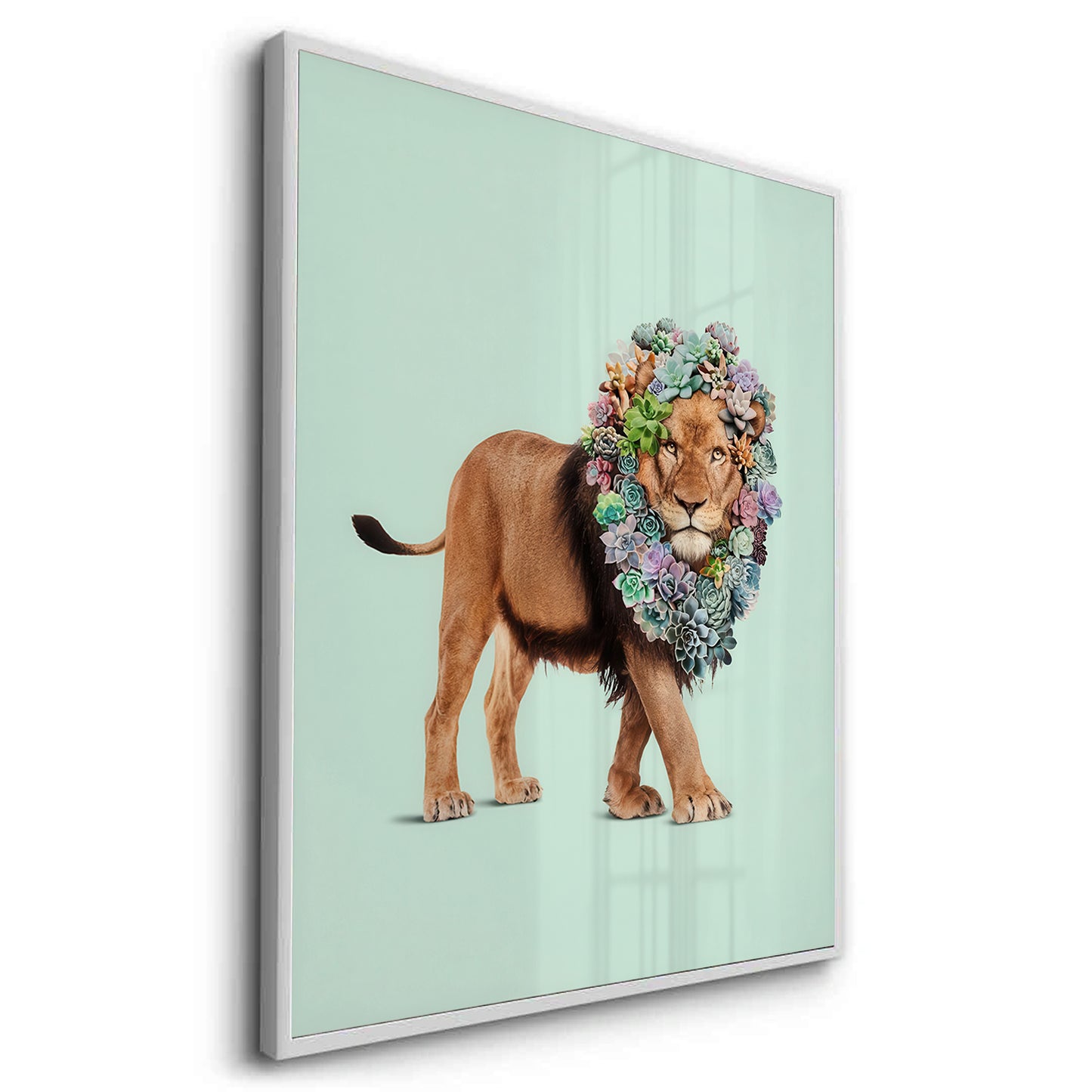 2Lion with Succulent - Fine Art