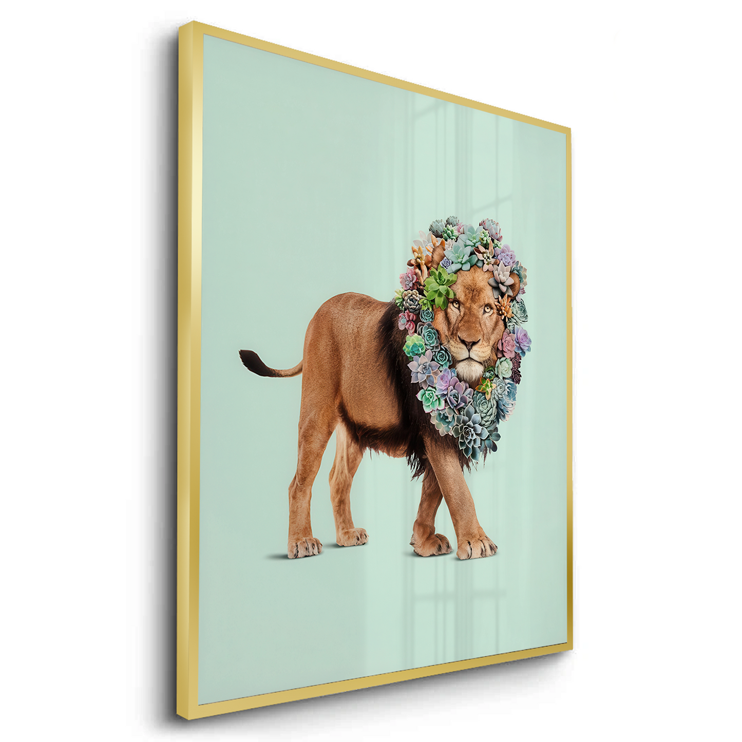 2Lion with Succulent - Fine Art