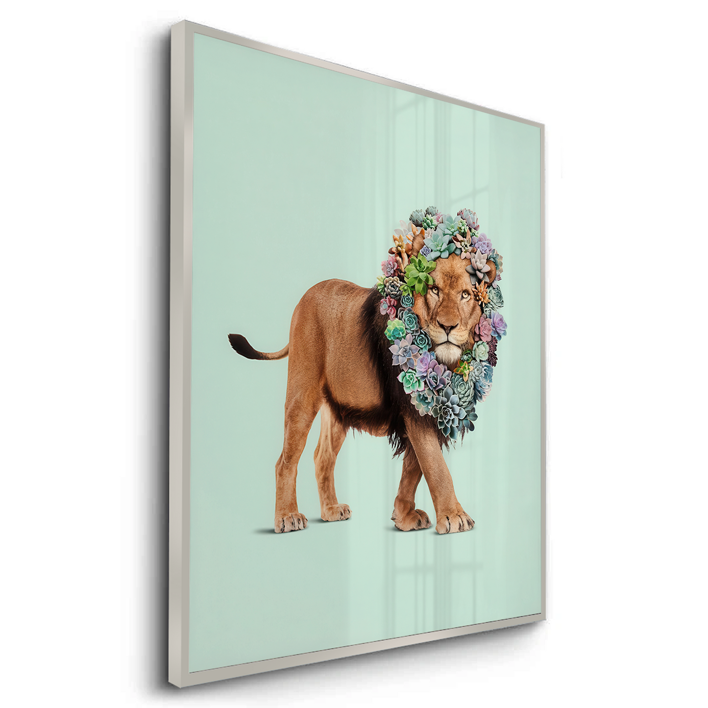 2Lion with Succulent - Fine Art
