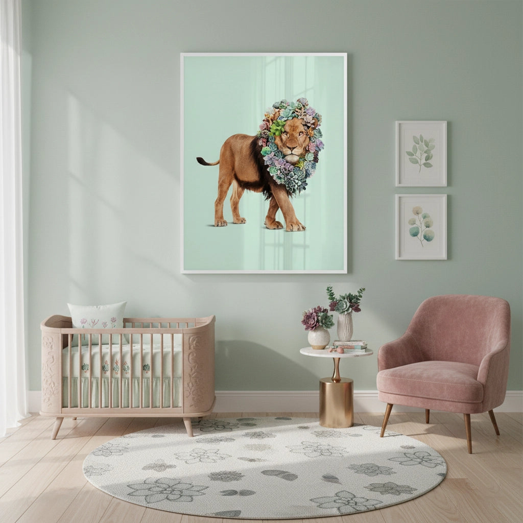 Lion with Succulent - Fine Art - Jasmineart.ae