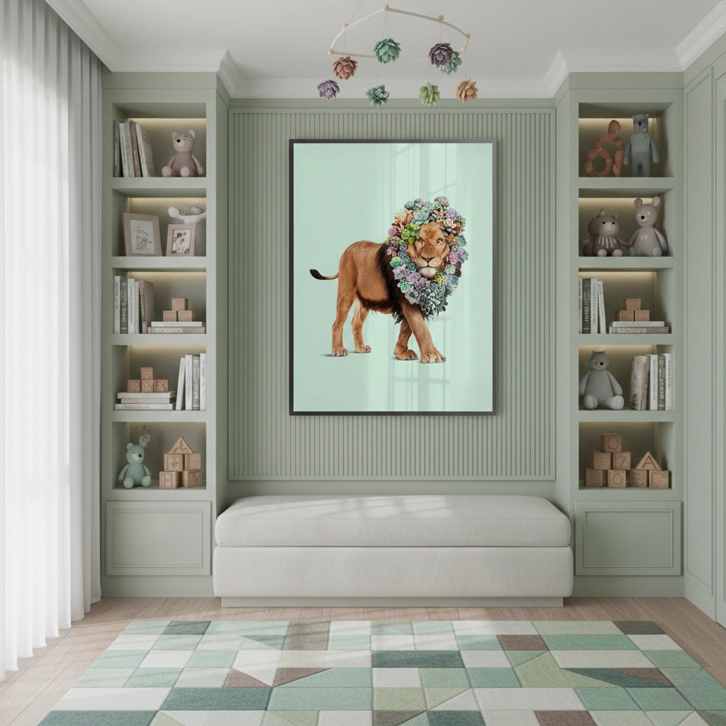 2Lion with Succulent - Fine Art