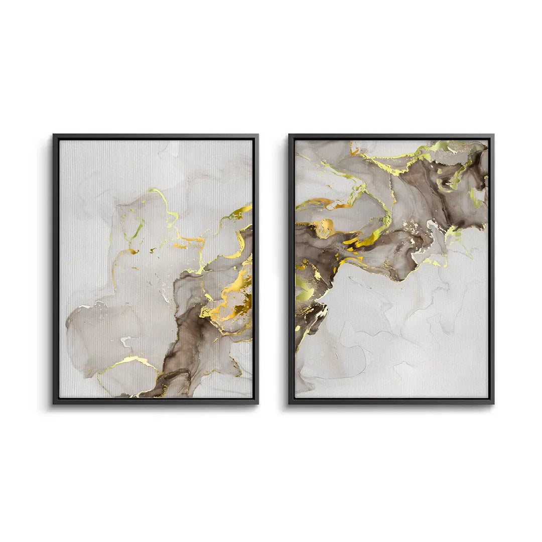 Liquid Gold Diptych Set of 2 - Canvas - Jasmineart.ae