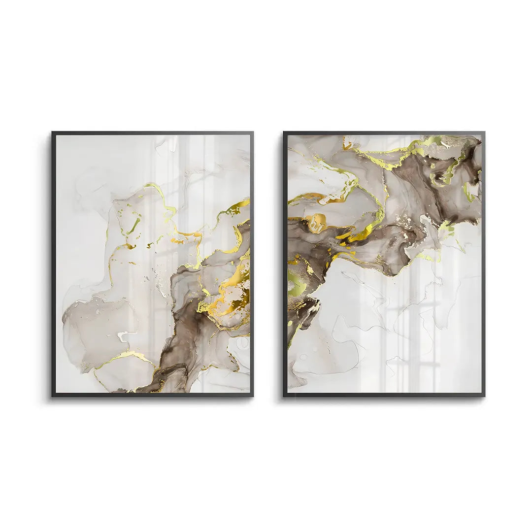Liquid Gold Diptych Set of 2 - Fine Art - Jasmineart.ae