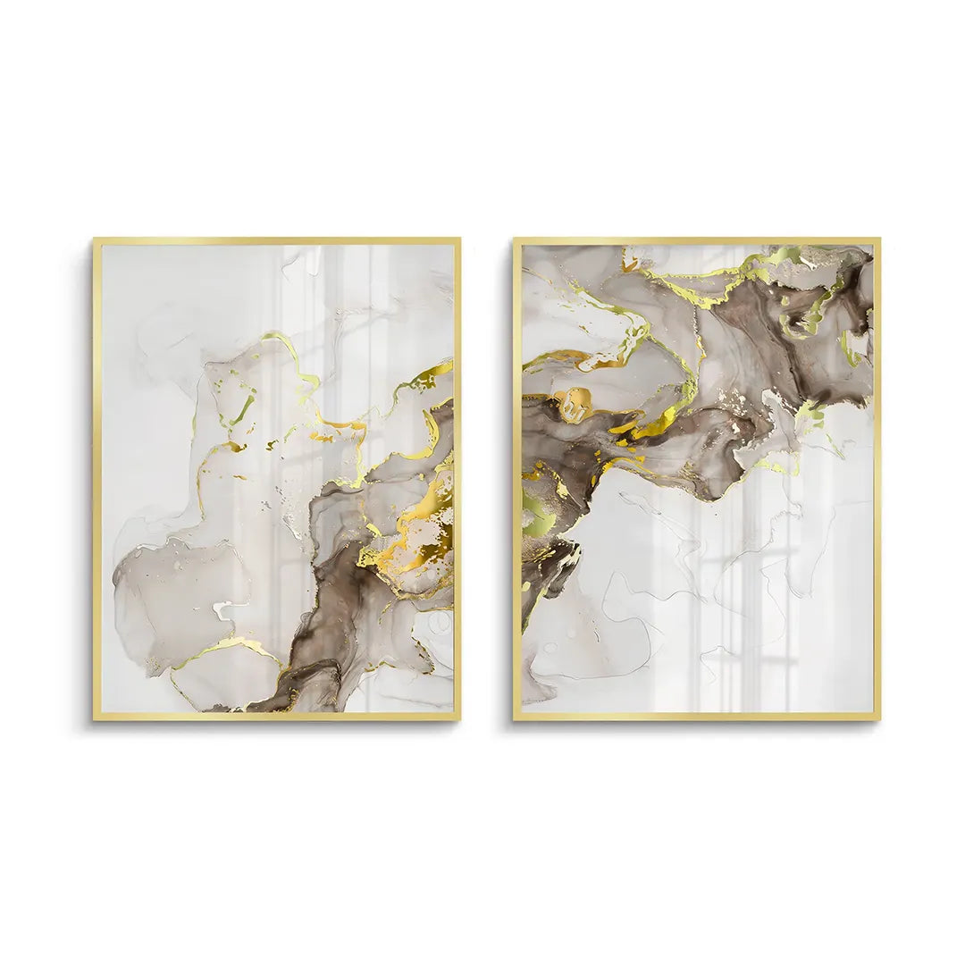 Liquid Gold Diptych Set of 2 - Fine Art - Jasmineart.ae