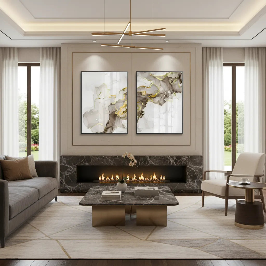 Liquid Gold Diptych Set of 2 - Fine Art - Jasmineart.ae