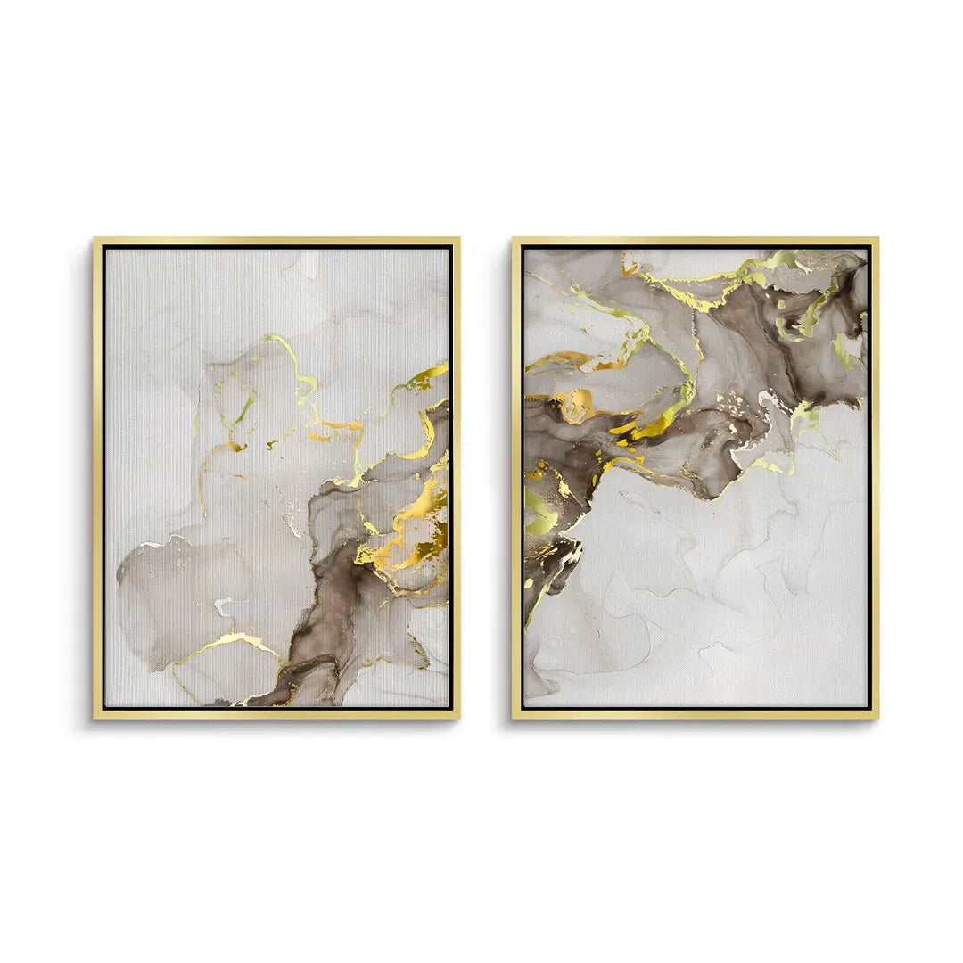 Liquid Gold Diptych Set of 2 - Canvas - Jasmineart.ae