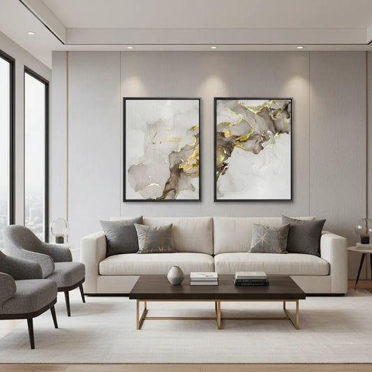 Liquid Gold Diptych Set of 2 - Canvas