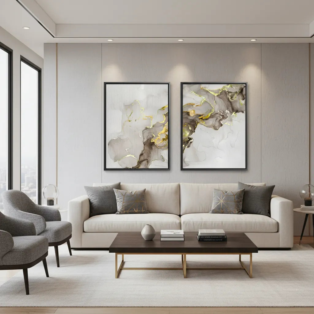 Liquid Gold Diptych Set of 2 - Canvas - Jasmineart.ae