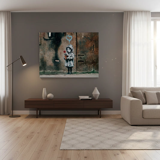 Little Girl with Flower - Canvas