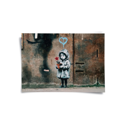 Little Girl with Flower - Poster