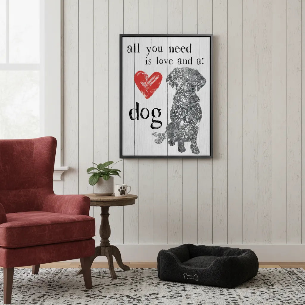 Love and a Dog - Canvas - Jasmineart.ae