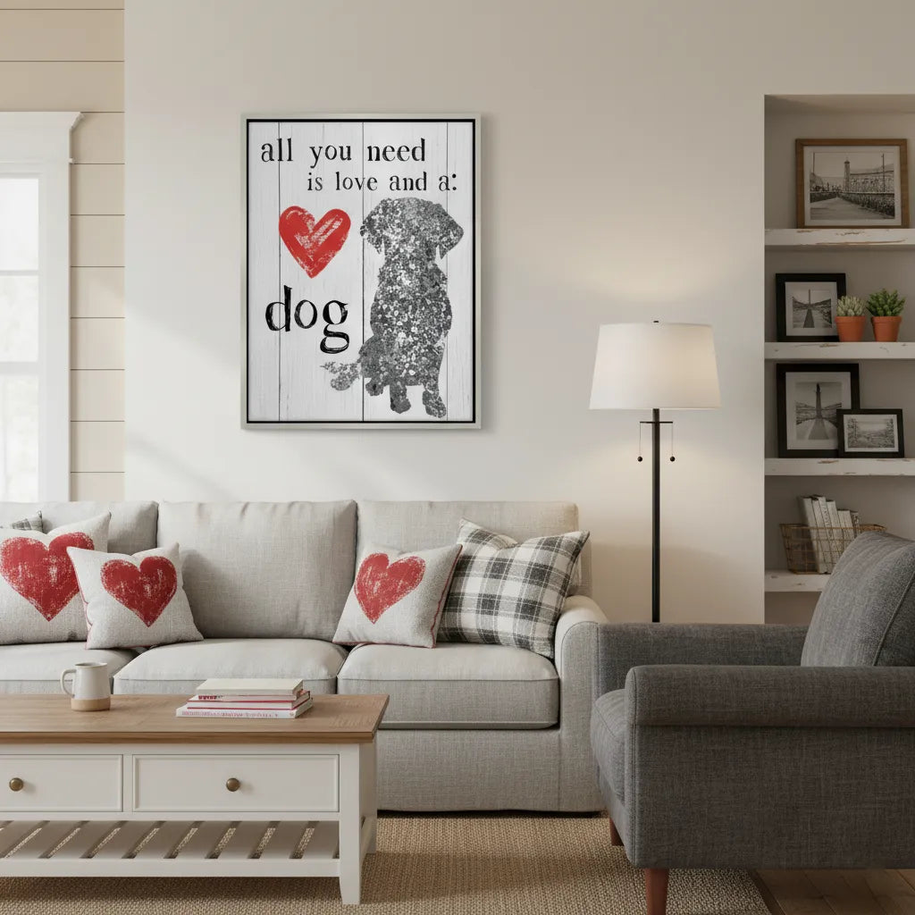 Love and a Dog - Canvas - Jasmineart.ae