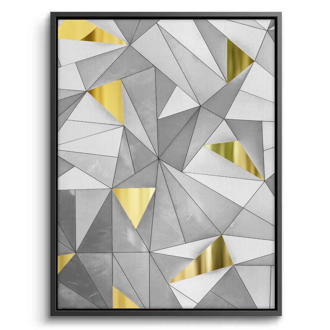 Luxury 3D Grey & Gold  - Canvas - Jasmineart.ae