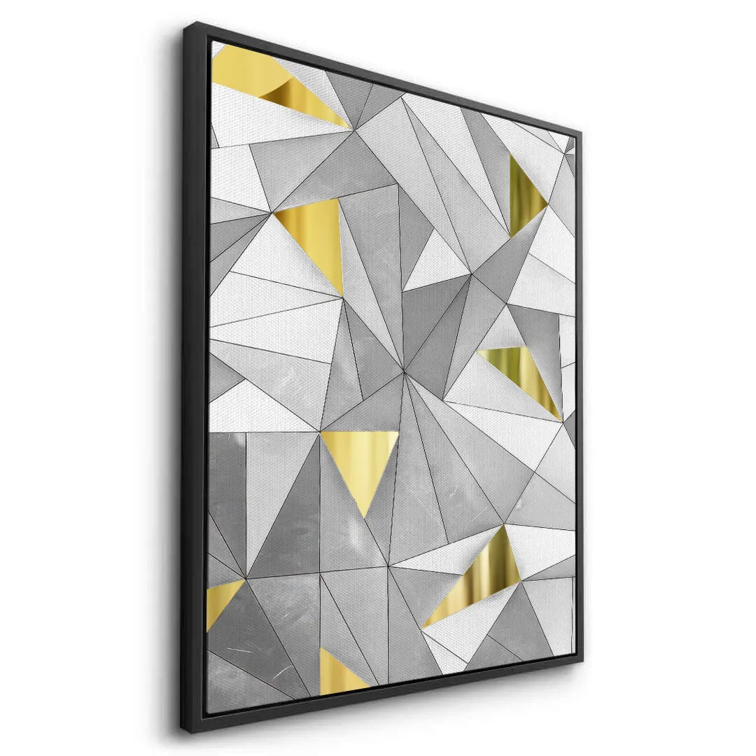 Luxury 3D Grey & Gold  - Canvas - Jasmineart.ae
