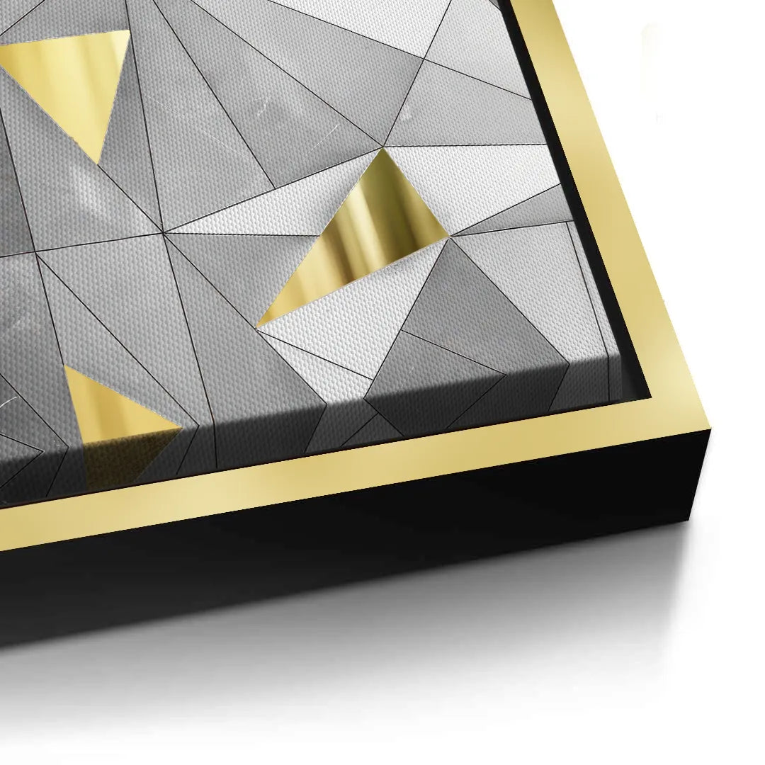 Luxury 3D Grey & Gold  - Canvas - Jasmineart.ae