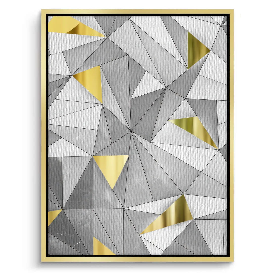 Luxury 3D Grey & Gold  - Canvas - Jasmineart.ae