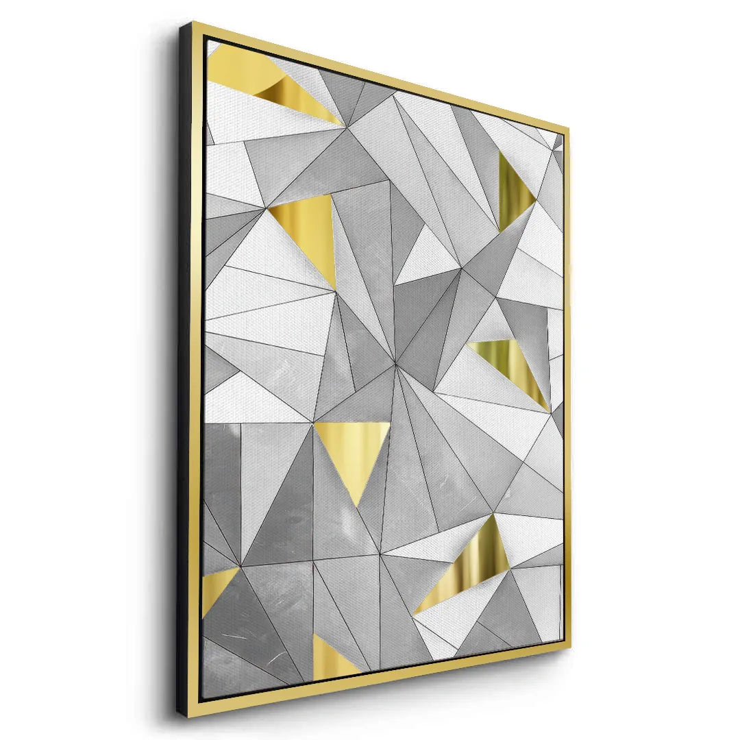 Luxury 3D Grey & Gold  - Canvas - Jasmineart.ae