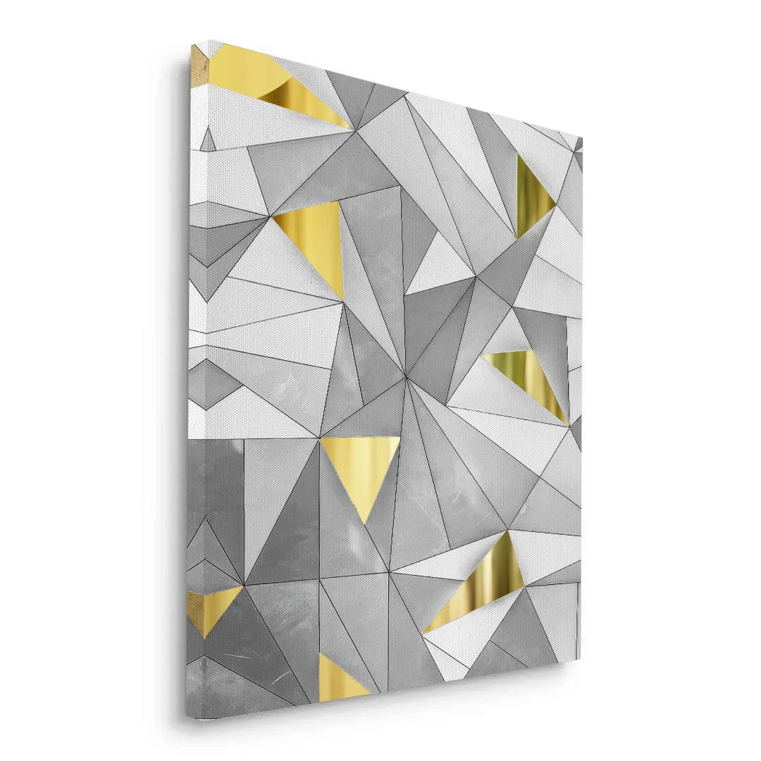Luxury 3D Grey & Gold  - Canvas - Jasmineart.ae