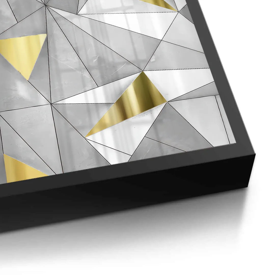Luxury 3D Grey & Gold  - Fine Art - Jasmineart.ae