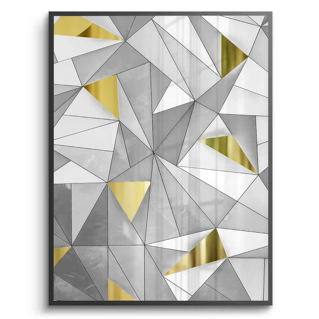 Luxury 3D Grey & Gold  - Fine Art - Jasmineart.ae