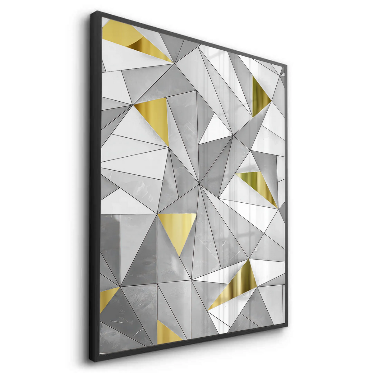 Luxury 3D Grey & Gold  - Fine Art - Jasmineart.ae