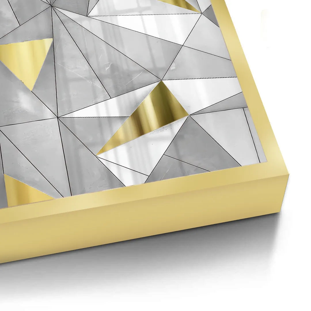 Luxury 3D Grey & Gold  - Fine Art - Jasmineart.ae