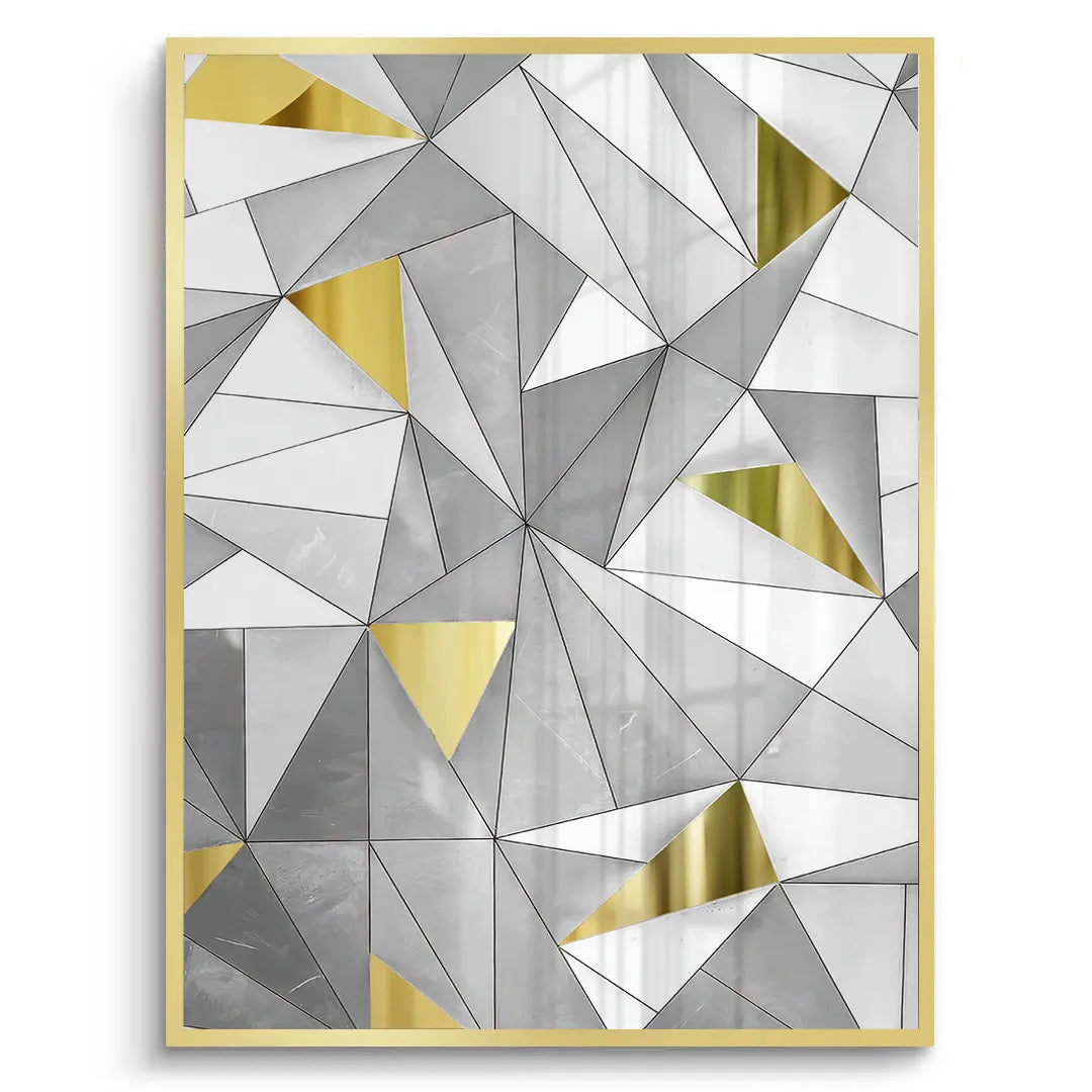 Luxury 3D Grey & Gold  - Fine Art - Jasmineart.ae