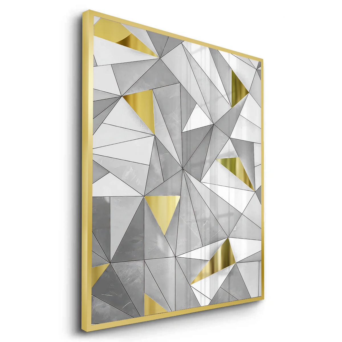 Luxury 3D Grey & Gold  - Fine Art - Jasmineart.ae