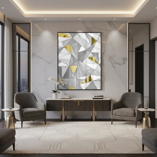 Luxury 3D Grey & Gold - Fine Art