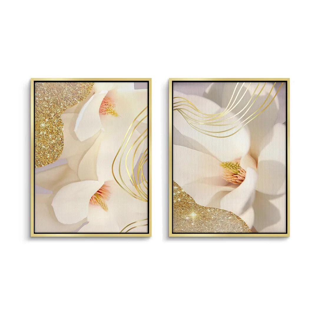 2Luxury Gold Foil Floral Set of 2 - Canvas