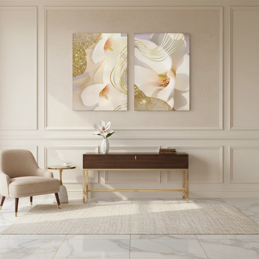 Luxury Gold Foil Floral Set of 2 - Canvas